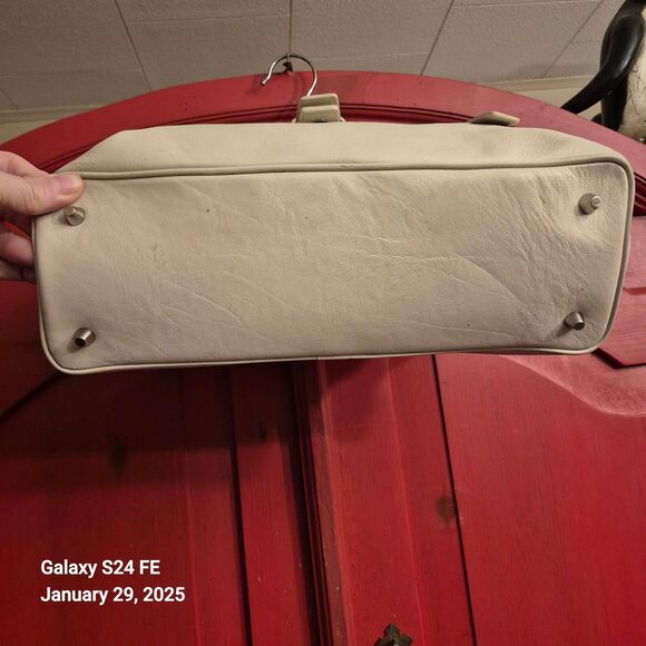 HTF Coach Hampton Handbag Satchel Purse Bone Thick Leather Silver # 7581 EUC - Picture 6 of 9